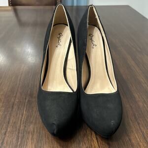 Qupid Women's 'Onyx' Velvet Platform Stiletto High Heel Shoes Size 10